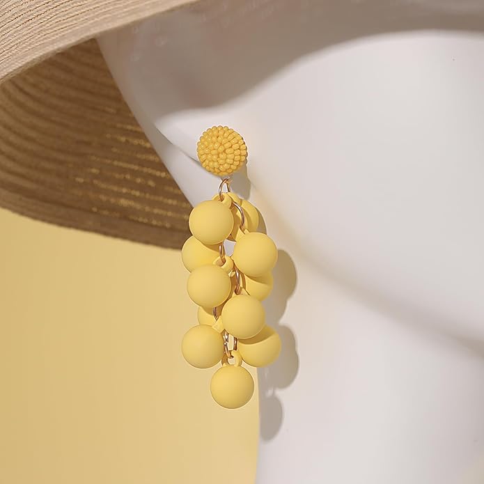 Acrylic ball Beads Dangle Earrings for Women,Colorful Statement Earring Cute Candy Colored Drop Dangle Geometric Jewelry Earrings For Gift Party