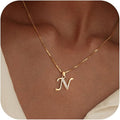 Initial Necklace for Women, 14K Gold Plated Box Chain Letter Pendant, Trendy Name Necklace, Dainty Personalized Jewelry Valentines Day Gift for Her