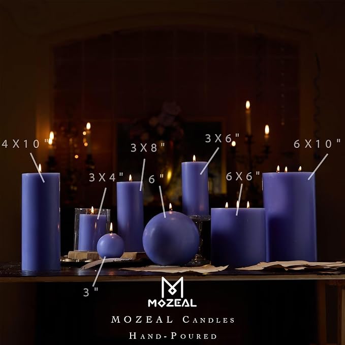 MOZEAL 3" x 8" Hand-Poured Unscented Large Candle, Smokeless Rustic Pillar - Image 4