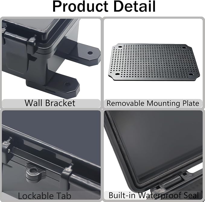 Junction Box, Hinged Black Cover IP67 Waterproof ABS Project Box - Image 4