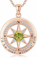 Compass Necklace for Women Wife Girlfriend Mom Daughter Gifts S925 Sterling Silver Jewelry For Anniversary Rose Gold Gifts For Birthday Christmas Mothers Valentines Day 12 Birthstones