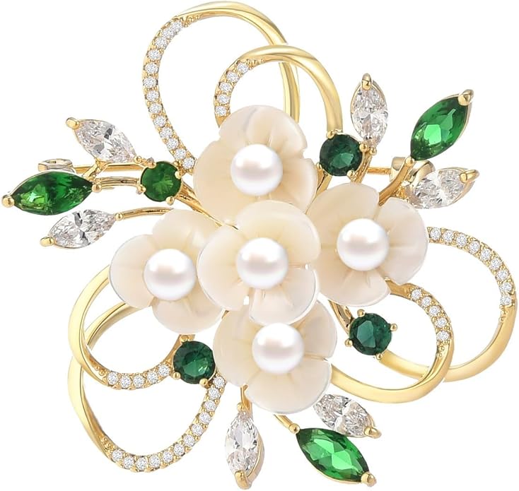 Flower Brooch for Women Rhinestone Flower Brooch Pins Floral Brooches Jewelry Gift for Mom Wife