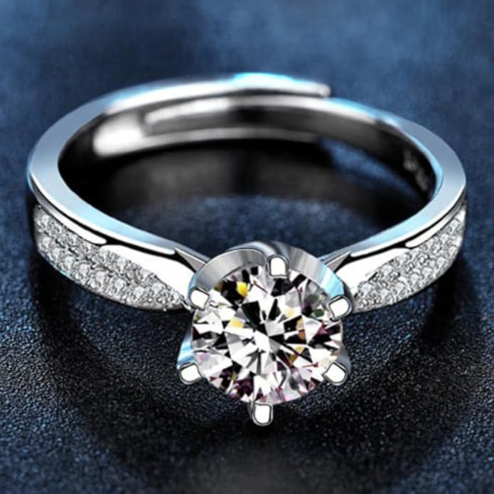 1CT/2CT Queen series moissanite ring, 952 silver, D-color VVS1-2,open rings,adjustable rings for women，Diamond ring substitute, ring for women.