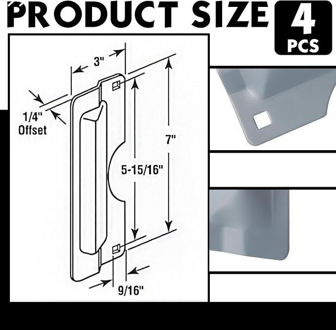 Yaocom 4 Pcs 3 x 7'' Door Latch Guard Plate Cover Electroplated Sand Carbon - Image 2