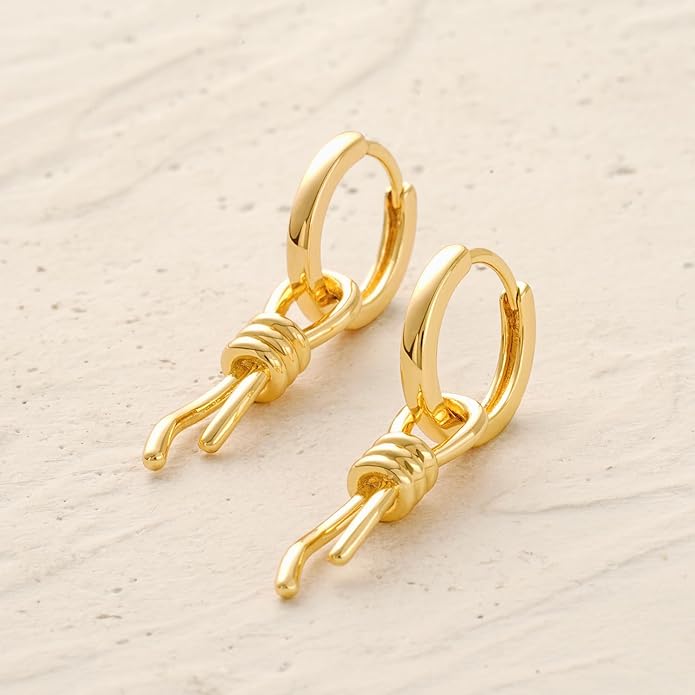 MYEARS Women Earrings Gold Huggie Hoop Dangle Drop 14K Gold Plated Small Simple Hypoallergenic Everyday Jewelry