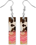 Earrings Handmade Bar Wood Earrings Light Weight Printed Image Dangle Earring Jewelry