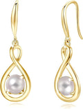 FANCIME Valentines Day Gift Dangle Drop Earrings 925 Sterling Silver Dainty Infinity Round Gemstone Birthstone Jewelry Birthday Gifts for Her Women