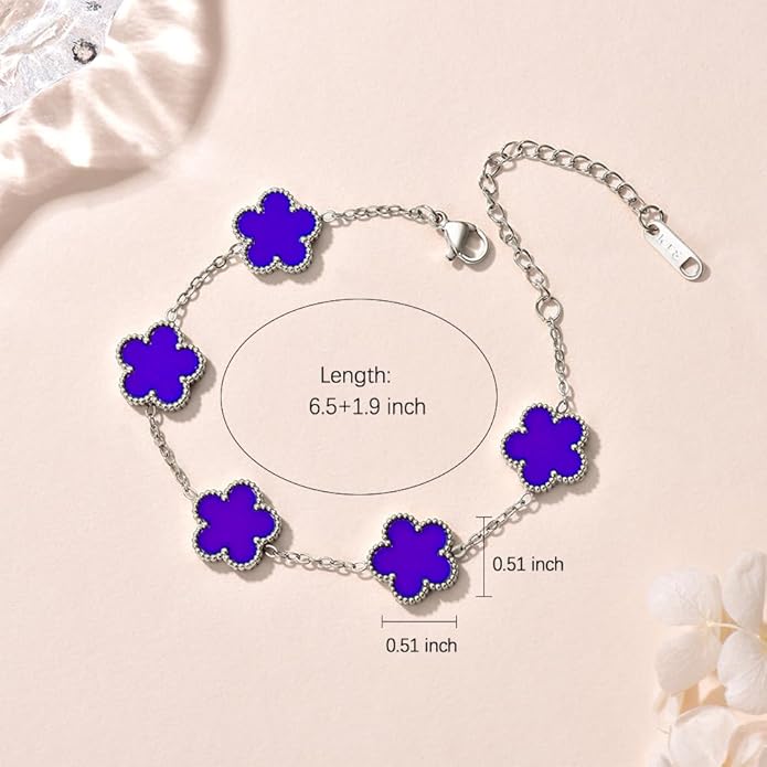 18K Gold-Plated Four Leaf Clover Bracelet for Women,Adjustable lucky Bracelet Set Jewelry Gift-Hypoallergenic Charm for Birthdays, Wellness & Daily Wear
