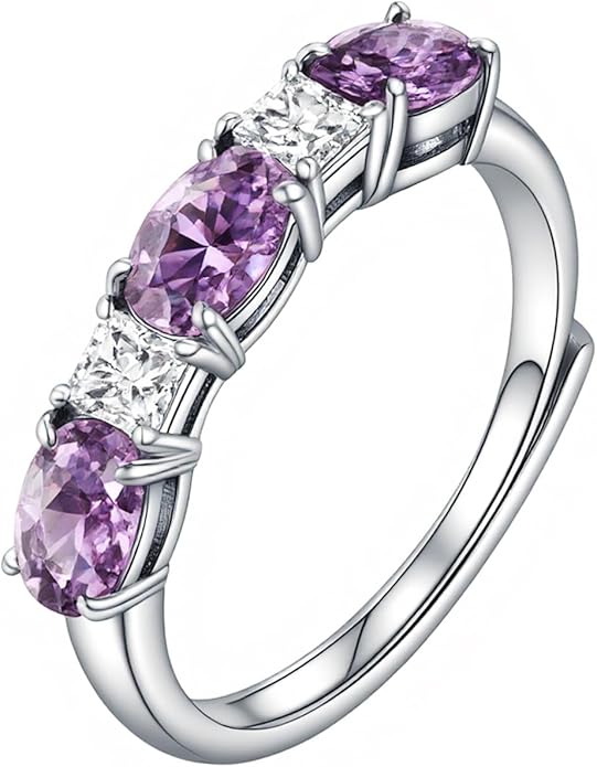925 Sterling Silver Birthstone Rings for Women - Adjustable Size Women Jewelry Birthday Gifts for Girlfriend,Wife,Mom