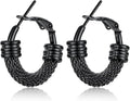 KeyStyle Mesh Hoop Earrings for Women, Stainless Steel Gold Hoops Earring Lightweight Loops, 2MM Thick Hypoallergenic Circle Endless Hollow Hoop 20mm-80mm