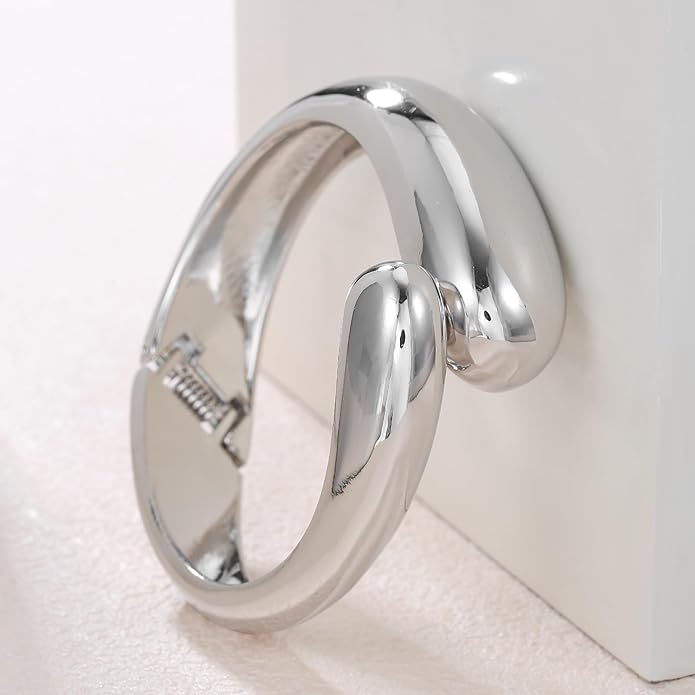 Chunky Gold/Silver Gold Cuff Bangle Bracelets for Women Trendy Hinged Cuff Open Wide Chunky Gold Bracelet Minimalist Bangle Jewelry Gift