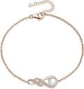 Birthstone Bracelets for Women 925 Sterling Silver Created Gemstone Bracelet Infinity Pendant Jewelry for Her, 6.7"+1.2"