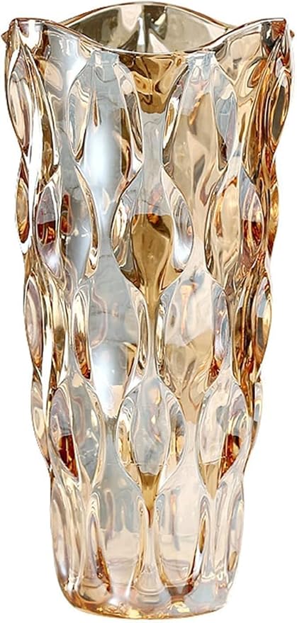 CEMABT Amber Glass Vase for Centerpieces, 9.4-inch Height, 5.1-inch Opening by CEMABT