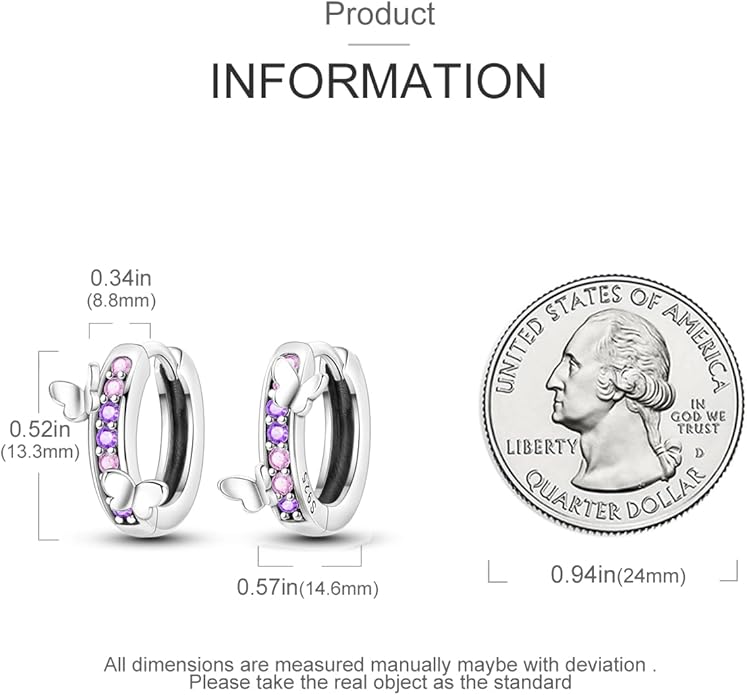 Parmuz 925 Sterling Silver Huggie Hoop Earrings Butterfly Posts Thick Chunky Hoops for Women Small Tiny cuff Cubic Zirconia Snake Heart Earring