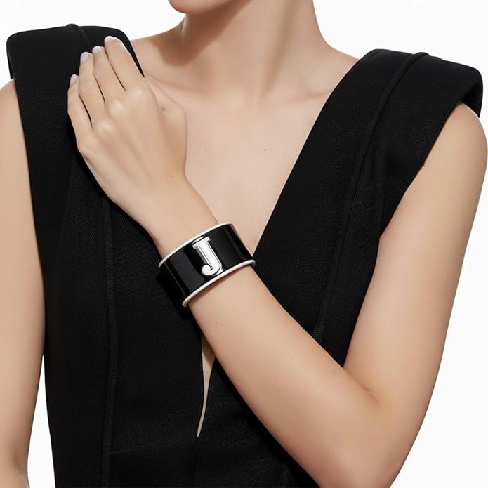 LILIE&WHITE Acrylic Monogram Resin Bracelet for Women Trendy Acrylic Statement Bracelets Jewelry Gift