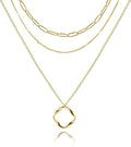Layered Gold Necklaces for Women, Stackable 14K Gold Plated Necklace, Dainty Cross/Circle/Heart Pendant layered Necklace, Adjustable Dainty Gold/Silver Necklace Jewelry Set for Women