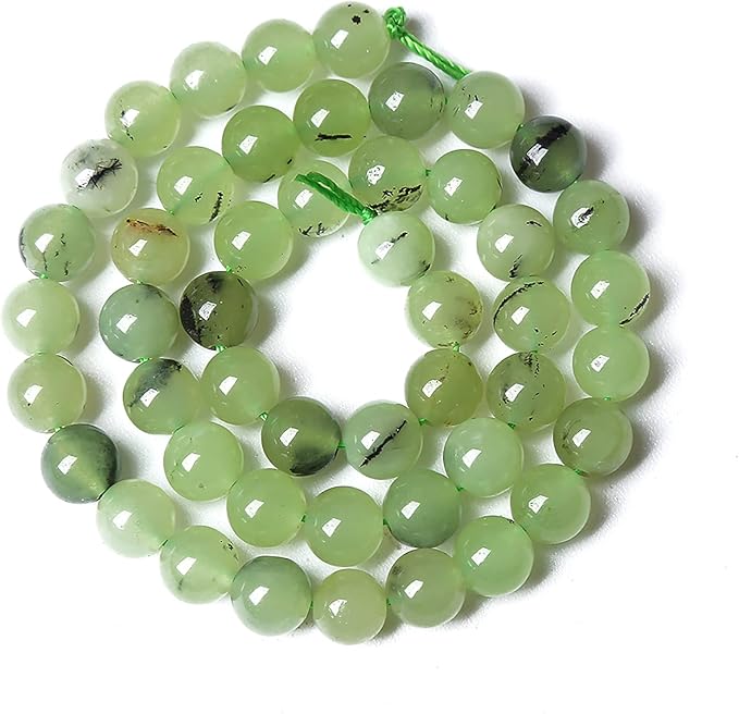 36pcs 10mm Natural Prehnite Jade Stone Round Loose Spacer Beads for DIY Jewelry Making Necklaces Bracelets Healing Energy Beads (10mm, Prehnite Jade)