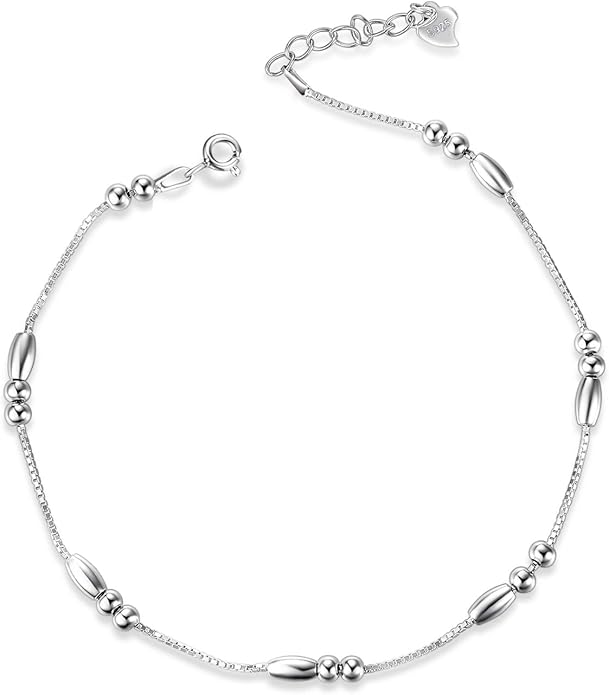 WINNICACA 925 Sterling Silver Anklets for Women Adjustable Beaded Butterfly Opal Anklet Bracelet Foot Chains Jewelry Gifts for Women Beach Birthday Christmas Gift