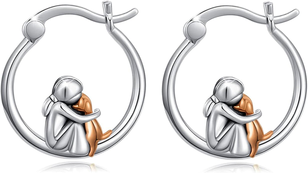 JUSTKIDSTOY Hypoallergenic Panda/Unicorn/Hummingbird/Dolphin Hoop Earrings for Women 925 Sterling Silver Animal Huggie Hoop Earrings Jewelry Gifts for Sensitive Ears