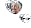 Annmors Personalized Photo Charm for Bracelet Necklaces,925 Sterling Silver Charm Love Heart Shaped Engraved Customize Picture Gift for Birthday Mother's Day Christmas,Bead Charms Jewelry for Women