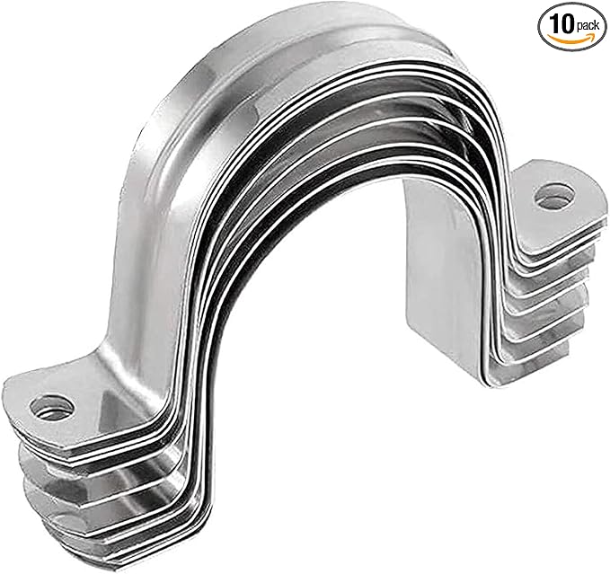 4inch Rigid Support Pipe Strap, 2 Hole U-Tube Strap Clamp, Stainless Steel by Unknown