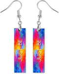Earrings Handmade Bar Wood Earrings Light Weight Printed Image Dangle Earring Jewelry