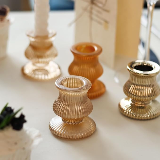WDHODEC Gold Candlestick Holders 12PCS Glass Taper Candle Holders - Image 3