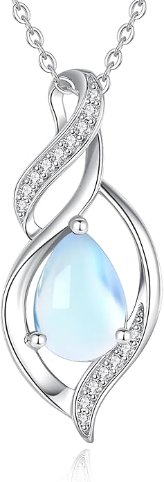 FANCIME Birthstone Necklace for Women Teardrop Necklace S925 Sterling Silver Infinity Love Birthday Gifts for Mom Women Girls, 16"+2" Inches