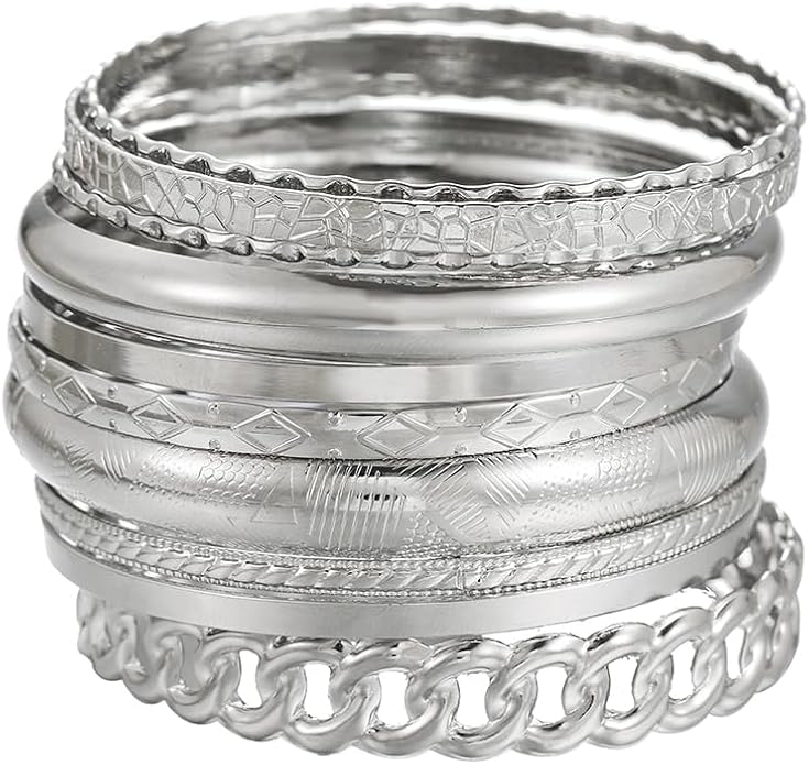 16Pcs Gold Bangle Bracelets for Women - Multi Layer Stackable Textured Bracelets Boho Jewelrys Set.