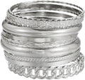 16Pcs Gold Bangle Bracelets for Women - Multi Layer Stackable Textured Bracelets Boho Jewelrys Set.
