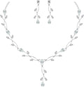 Elegant Bridal Jewelry Sets Clear Cubic Zirconia Wedding Necklace Earrings Bracelet Set for Birdes Bridesmaids CZ Prom Jewelry