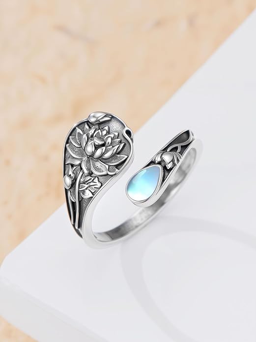 Dorunmo Spoon Ring 925 Sterling Silver Vintage Antique Spoon Rings Adjustable Size 8 Thumb Rings Western Jewelry Gifts for Women