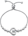 AGVANA Valentines Day Gifts Heart Birthstone Bracelets for Women Sterling Silver Genuine or Created Gemstone Tennis Bracelet Infinity Love Jewelry Anniversary Birthday Gifts for Wife Mom Women