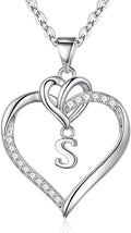 STORUP Valentines Gifts for Her Teen Girls - Heart Initial Necklaces for Women Girls, 14K-Gold-Plated CZ Initial A-Z Heart Necklaces for Teen Girl Jewelry Valentines Gifts for Women Mom Wife Sister