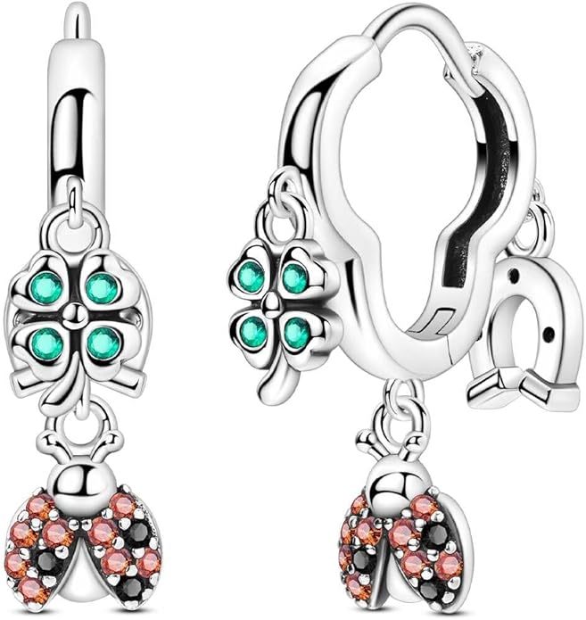 LAZA 925 Sterling Silver Hoop Earrings for Women, Hypoallergenic Huggie Butterfly Dangle Drop Earrings Colorful Flower Earrings Jewelry Gifts