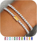 Ursteel Valentines Gifts for Her Kids Girls, Elastic Birthstone Bracelet for Women 14K-Gold-Plated Beaded Bracelet Non Tarnish Trendy Birthstone Jewelry Birthday Gifts for Women