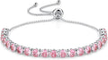 SUNFEEL Birthstone Bracelet Jewelry for Women Sterling Silver with Gold Plated Tennis Bracelet Classic Bolo Adjustable Chain Anniversary Birthday Gifts for Women Mom Wife Her