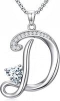 Valentines Day Gifts for Women Alphabet A to Z Initial Birthstone Pendant Necklaces for Women - 18k White Gold Plated Personalized Name Jewelry Valentine Mothers Day Birthday Gifts for Women Her Girlfriend