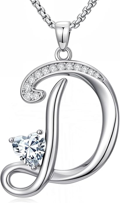 Valentines Day Gifts for Women Alphabet A to Z Initial Birthstone Pendant Necklaces for Women - 18k White Gold Plated Personalized Name Jewelry Valentine Mothers Day Birthday Gifts for Women Her Girlfriend