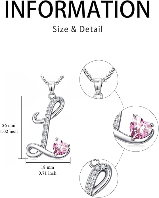 Valentines Day Gifts for Women Alphabet A to Z Initial Birthstone Pendant Necklaces for Women - 18k White Gold Plated Personalized Name Jewelry Valentine Mothers Day Birthday Gifts for Women Her Girlfriend
