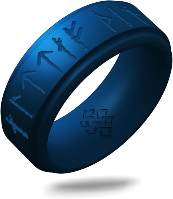 Knot Theory Viking Silicone Ring - Yours Always in Rune Characters Breathable Comfort Fit - Valentine's Engagement Mens Wedding Band
