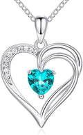 925 Sterling Silver Heart Necklace for Women Birthstone Necklace Silver Jewelry for Womens Jewelry Gifts for Women Her Mom