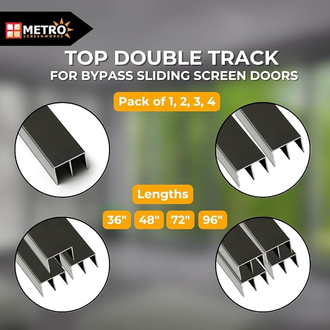 Top Double Channel Track for Bypass & French Sliding Screen Doors, Aluminum | - Image 2