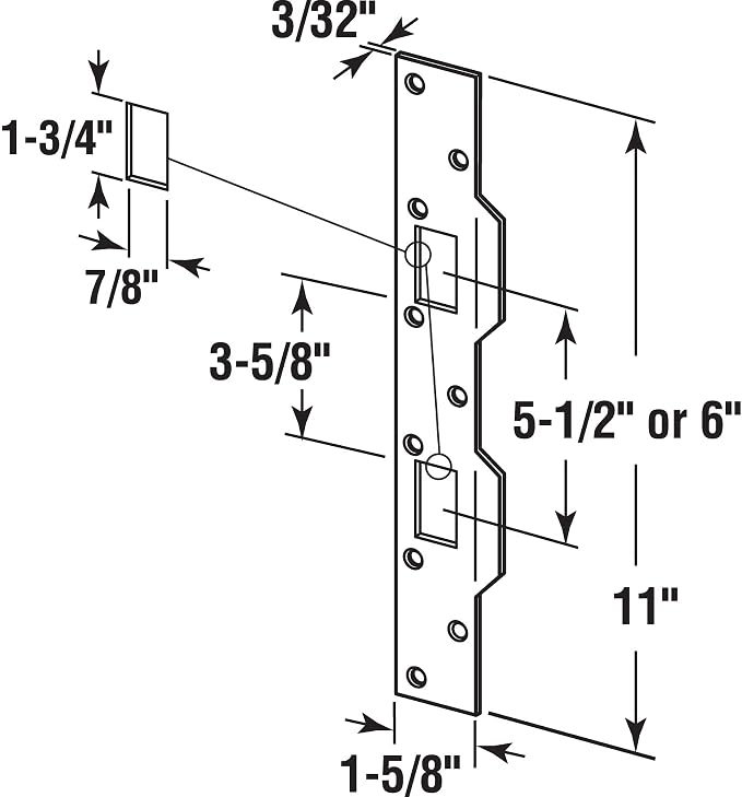 Prime-Line U 10385 Door Strike, 5-1/2 In. and 6 In. Hole Spacing | - Image 2