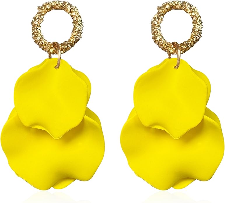 Anmpab Statement Matte Rose Flower Petal Stud Earrings for Women Dangly Floral Petal Earrings Jewelry Accessories Romantic Gifts for Her Women