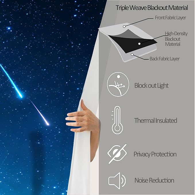 Starry Sky Curtains, Meteor Shower on a Moonlit Night Blackout Curtains 96 - Image 6
