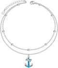 S925 Sterling Silver Ankle Bracelets Anchor/infinity/Starfish Anklet for Women Blue Opal Moonstone Anklet Foot Chain Beach Anklets Jewelry