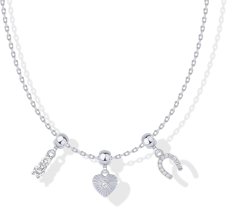 PAVOI 14K Gold Plated Dainty Necklace with Charms Set - Hypoallergenic Adjustable Chain Gold Charm Necklace for Women - Small Motif & Mantra 2 and 3-Pack Removable Pendants - Cute Jewelry Gifts