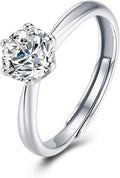 Atylyk 1 Carat Moissanite Adjustable Engagement Ring Wedding Promise 925 Sterling Silver Solitaire Rings for Women