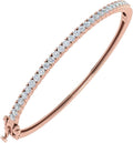 1.5 Carat Round Cut Prong Set Natural Diamond Womens Bangle Bracelet in 14K Gold (SI1-SI2 Clarity)